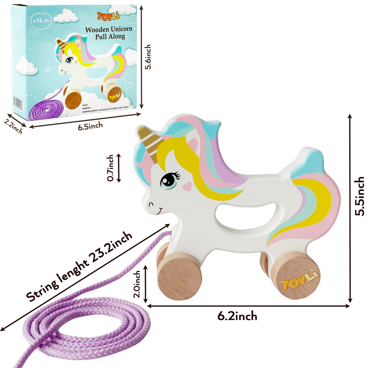 Unicorn pull along toy best sale